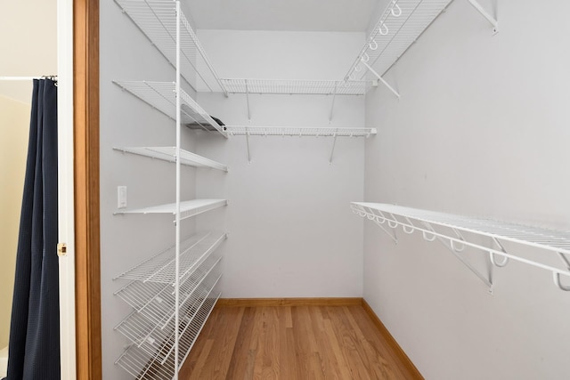 spacious closet featuring light wood-type flooring