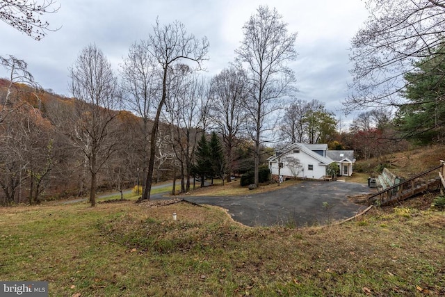 view of yard featuring aphalt driveway