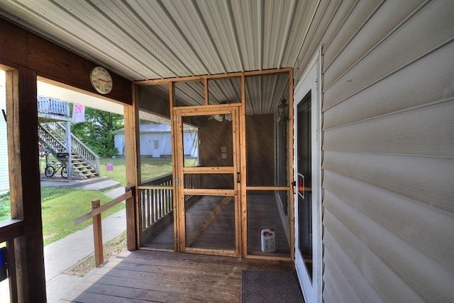 view of unfurnished sunroom