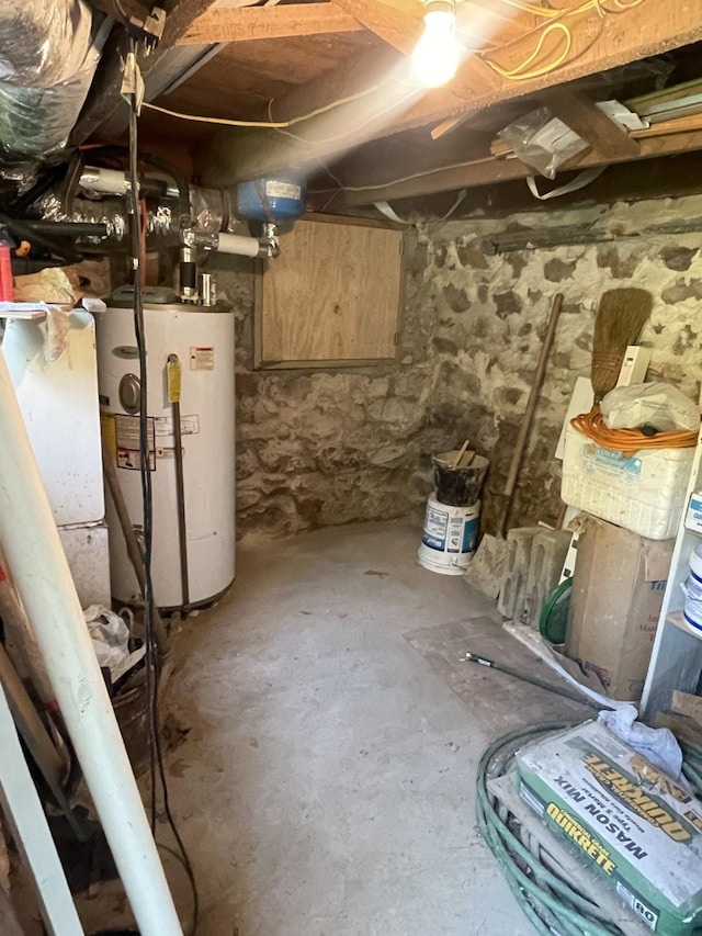 basement featuring gas water heater