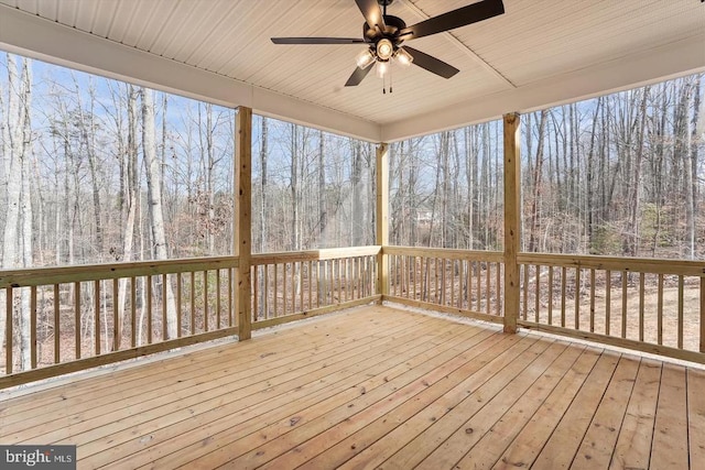 wooden terrace with ceiling fan