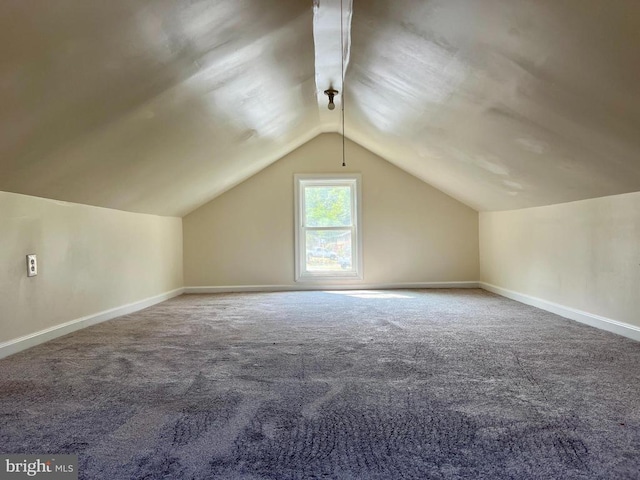 additional living space with lofted ceiling and carpet