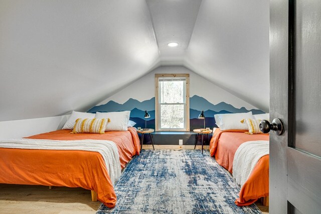 bedroom with vaulted ceiling