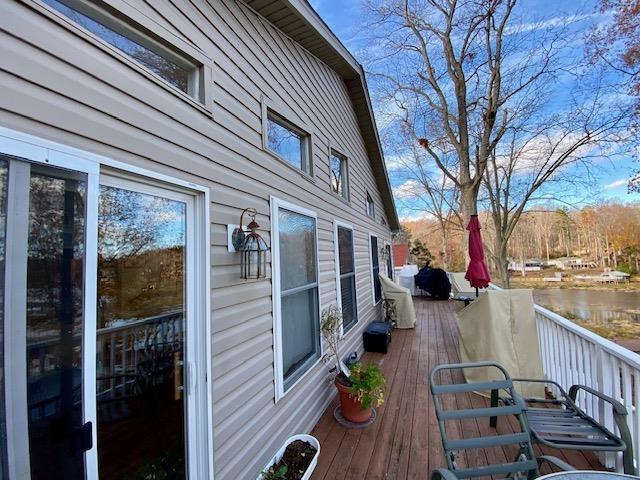 deck with a water view