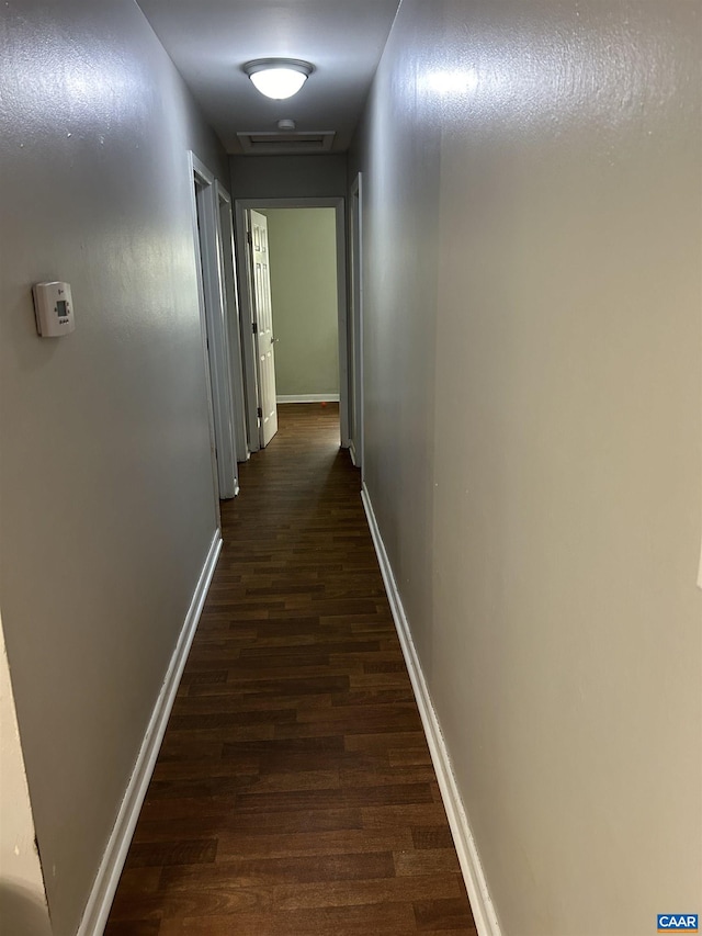 hall with dark hardwood / wood-style flooring