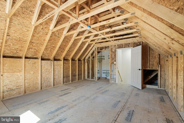 view of unfinished attic