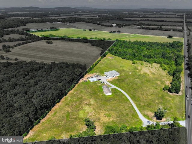 drone / aerial view featuring a rural view