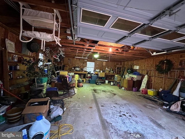 garage featuring a workshop area