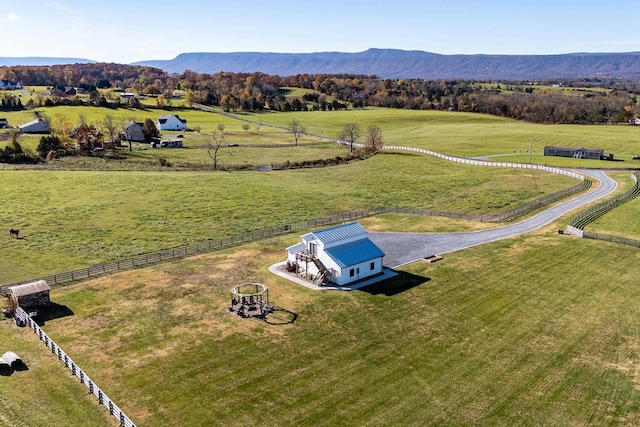 bird's eye view with a mountain view and a rural view