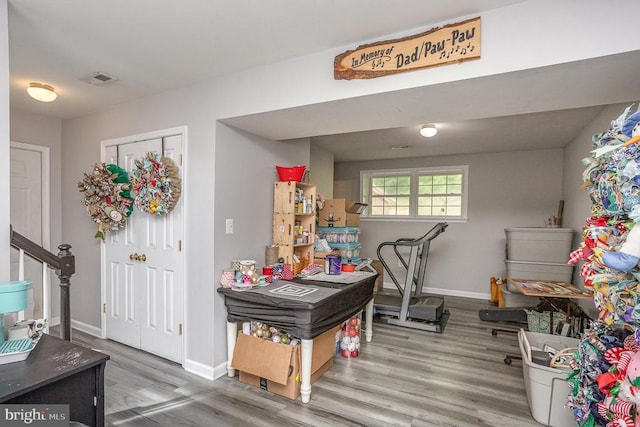 recreation room featuring wood-type flooring