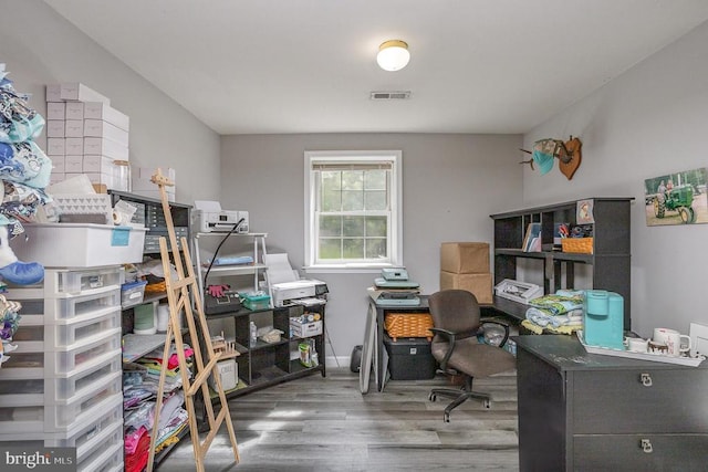 office with hardwood / wood-style floors