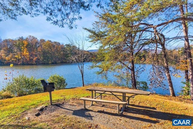 surrounding community featuring a water view