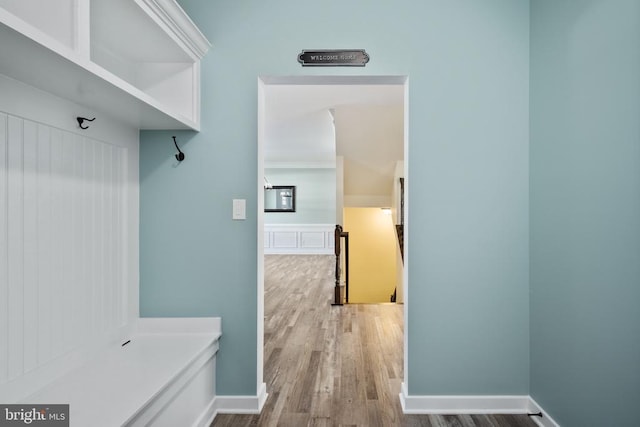 mudroom featuring wood finished floors
