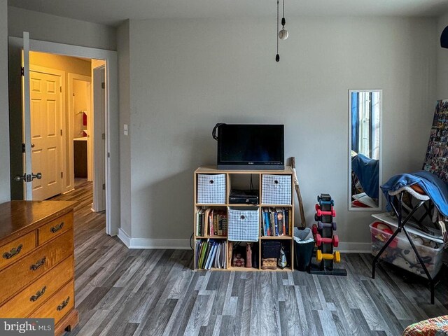 rec room featuring dark hardwood / wood-style flooring