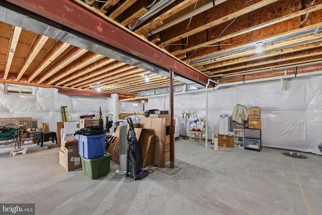 view of unfinished basement