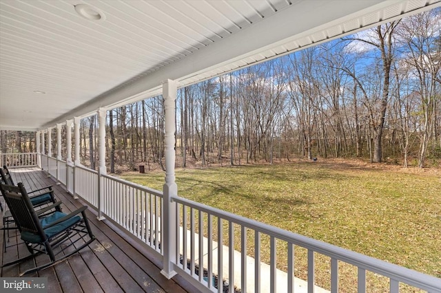 wooden deck with a yard