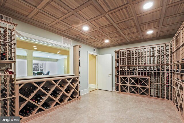 view of wine cellar