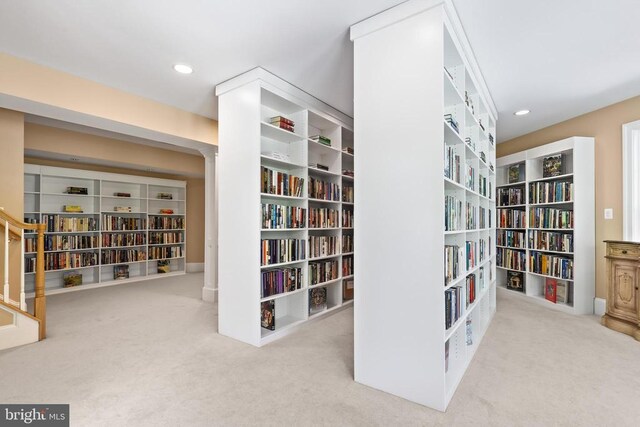 living area with carpet floors