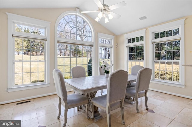 dining space featuring plenty of natural light and visible vents