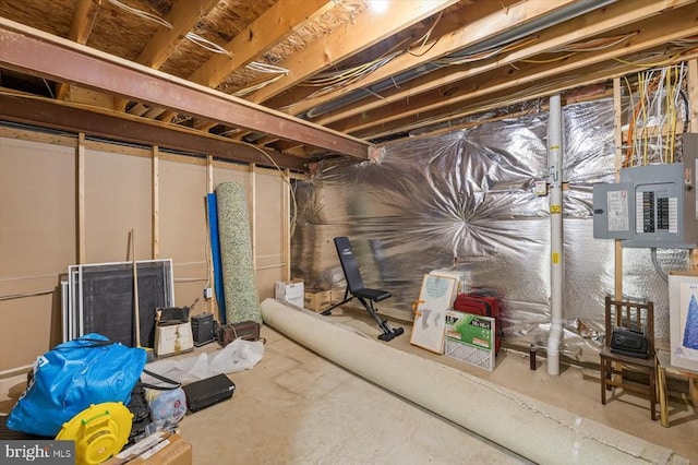 view of unfinished basement