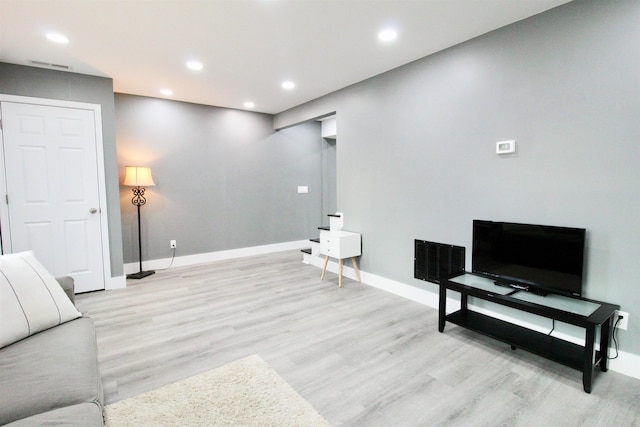 living room with light wood-type flooring