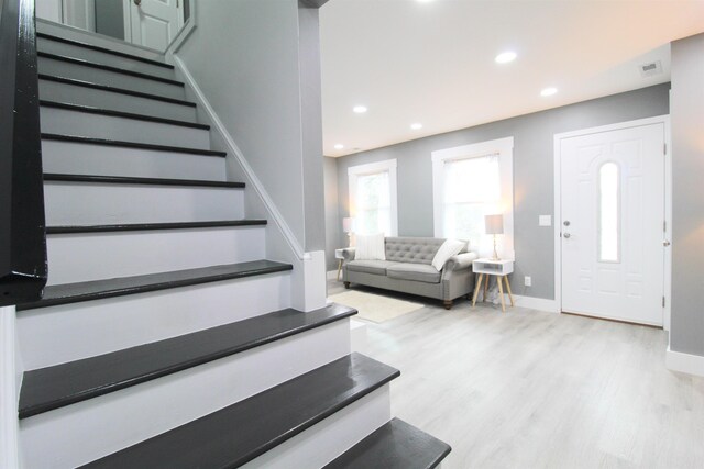 interior space with light hardwood / wood-style flooring