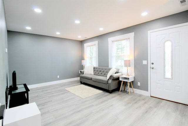 living room featuring light hardwood / wood-style flooring