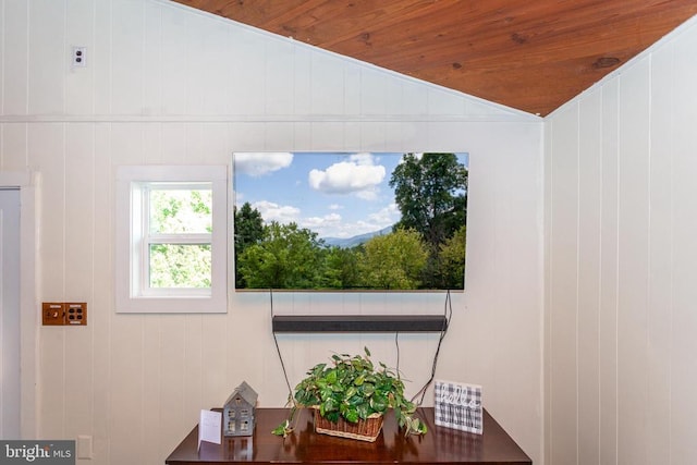 interior details with wood ceiling