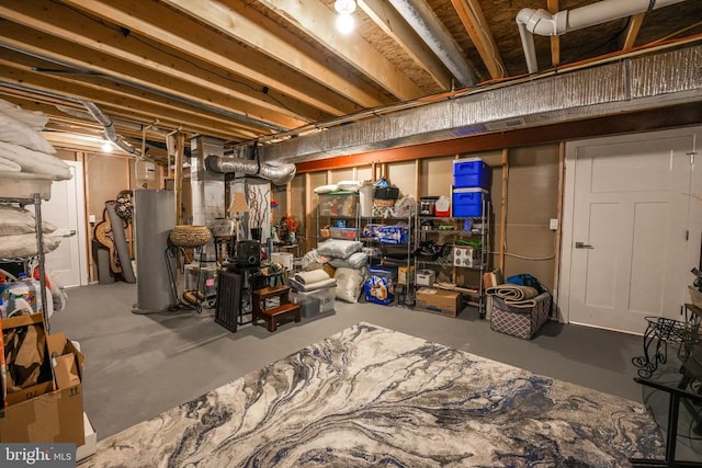 basement with gas water heater