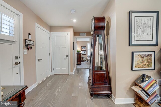 foyer entrance featuring light hardwood / wood-style flooring