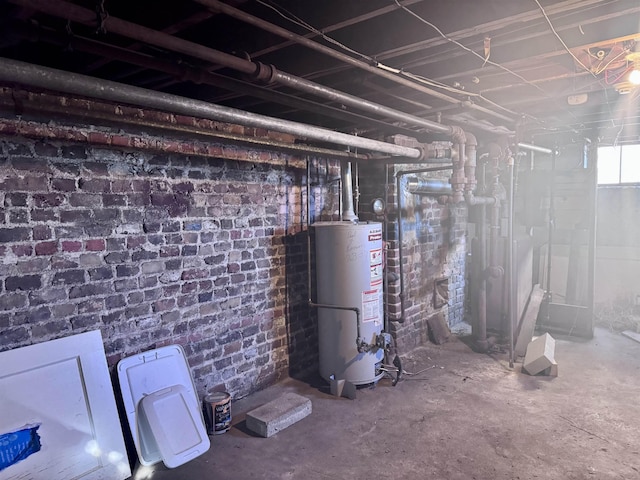 basement with gas water heater