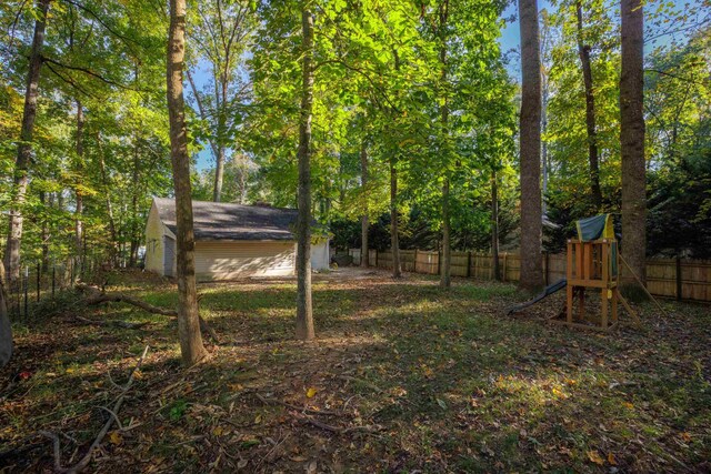 view of yard with a playground