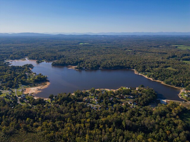 birds eye view of property featuring a water and mountain view