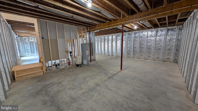 basement with water heater