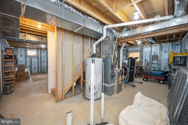 below grade area with gas water heater
