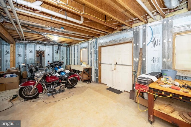 view of unfinished basement