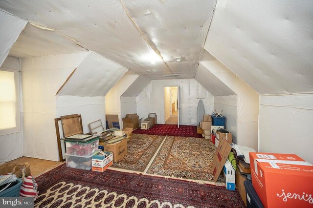 bedroom with vaulted ceiling