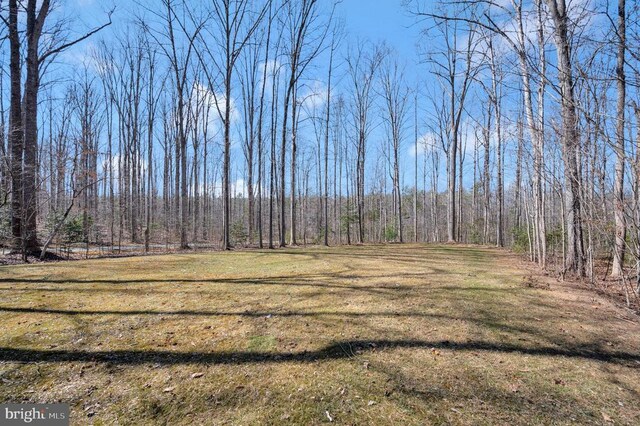 view of landscape featuring a wooded view