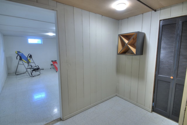 interior space featuring light floors