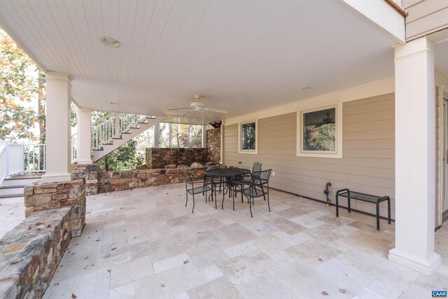 view of patio with ceiling fan