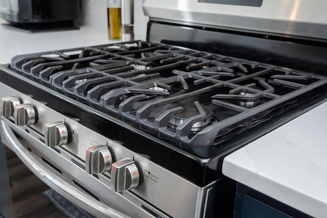 details featuring stainless steel range with gas stovetop