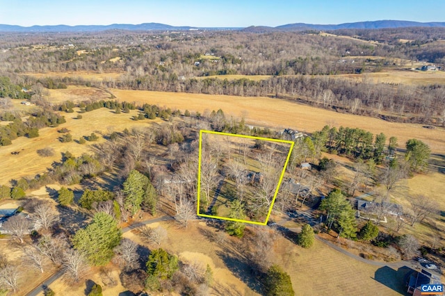 bird's eye view with a mountain view