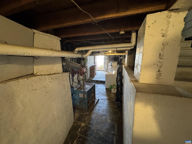 view of unfinished basement