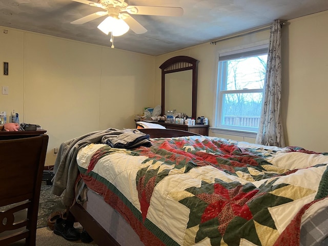 bedroom featuring ceiling fan