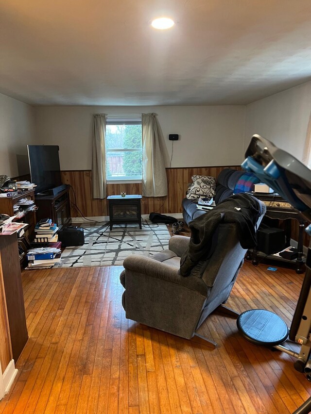 living room with light hardwood / wood-style floors