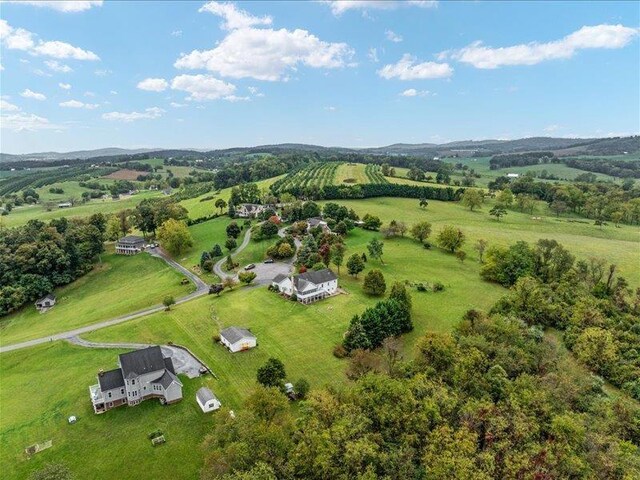 drone / aerial view with a rural view