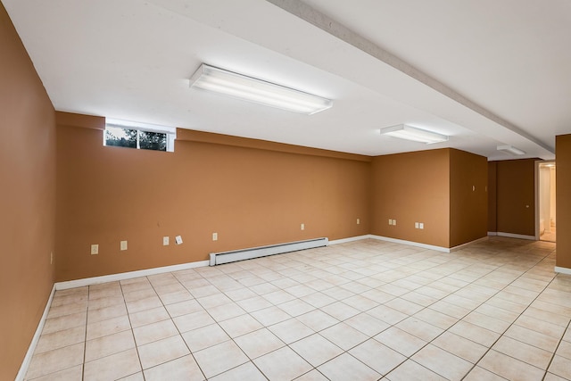 basement featuring baseboard heating