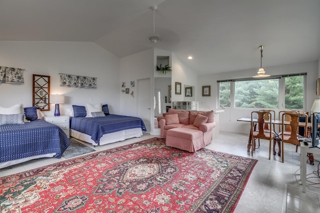 bedroom featuring vaulted ceiling