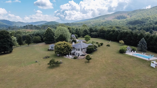 drone / aerial view with a mountain view