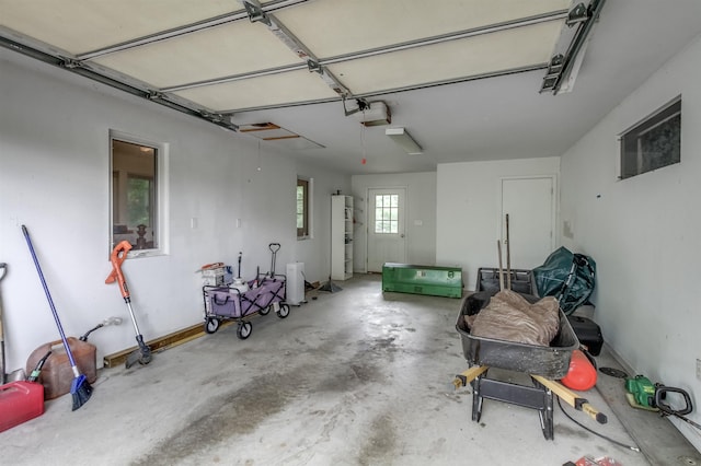 garage with a garage door opener